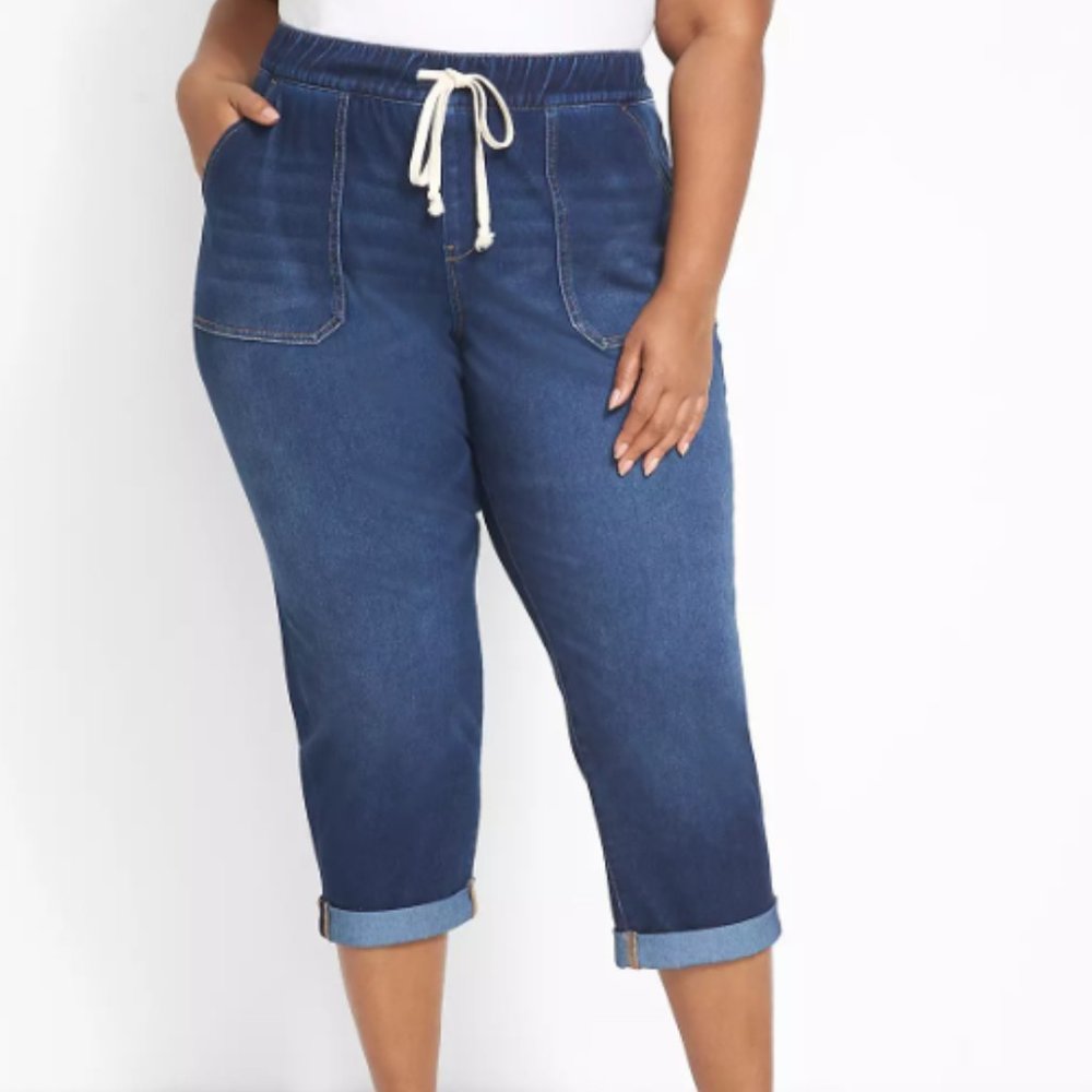 Lane Bryant LB PULL ON BF CROP INDIGO KELIS WASH